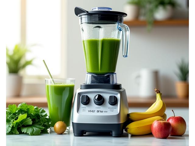 Wysokowydajny blender Vitamix przygotowujący zielone smoothie.